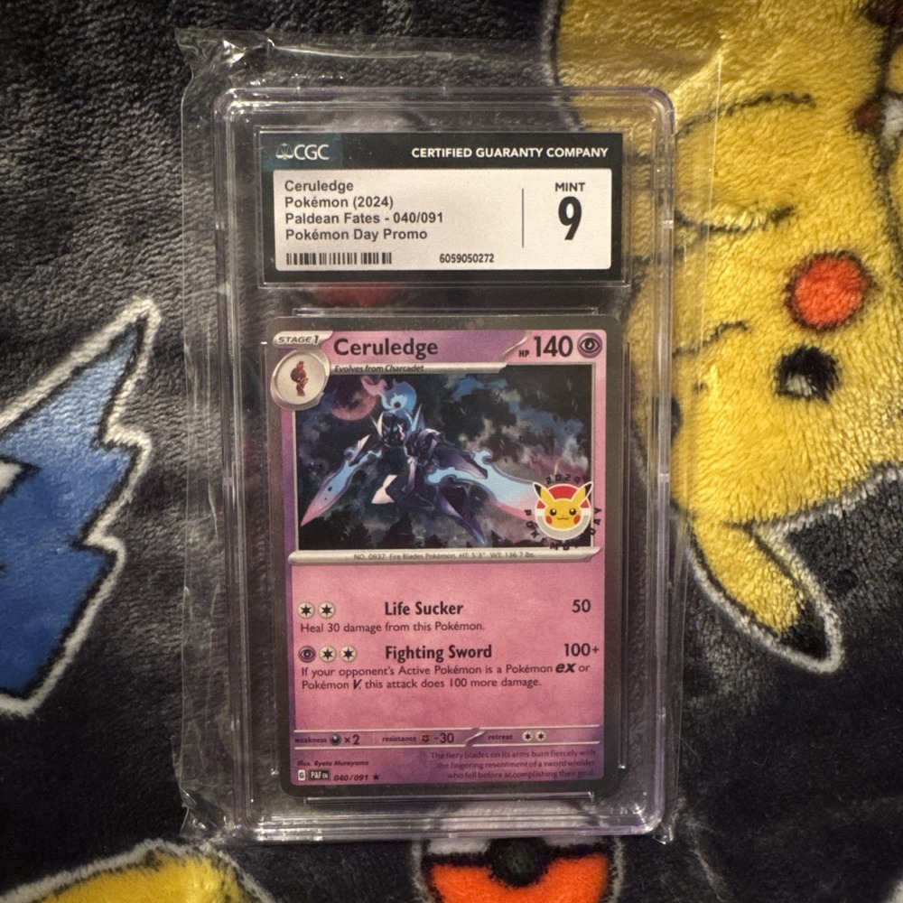 2024 Pokemon Day Stamped Promo Card Ceruledge 040/091 Graded CGC 9 Paldean Fates